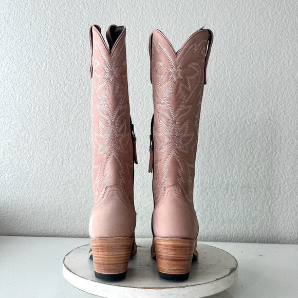Lane SMOKESHOW Womens Cowboy Boots 5 Pink Leather Western Cowgirl Mid Calf Tall - Picture 3 of 14